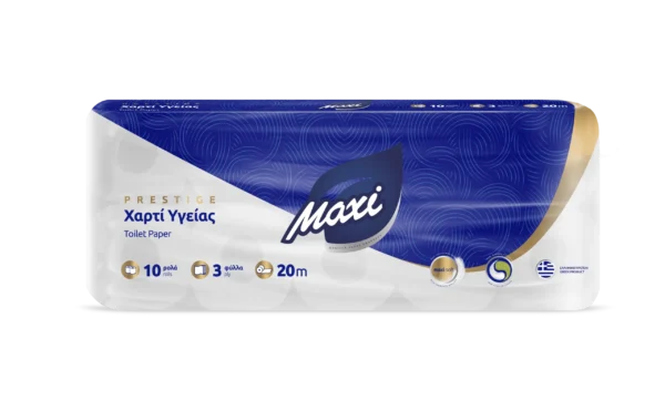 ΧΑΡΤΙ ΥΓΕΙΑΣ MAXI PRESTIGE 10ΤΕΜ x 90gr 3ΦΥΛΛΑ